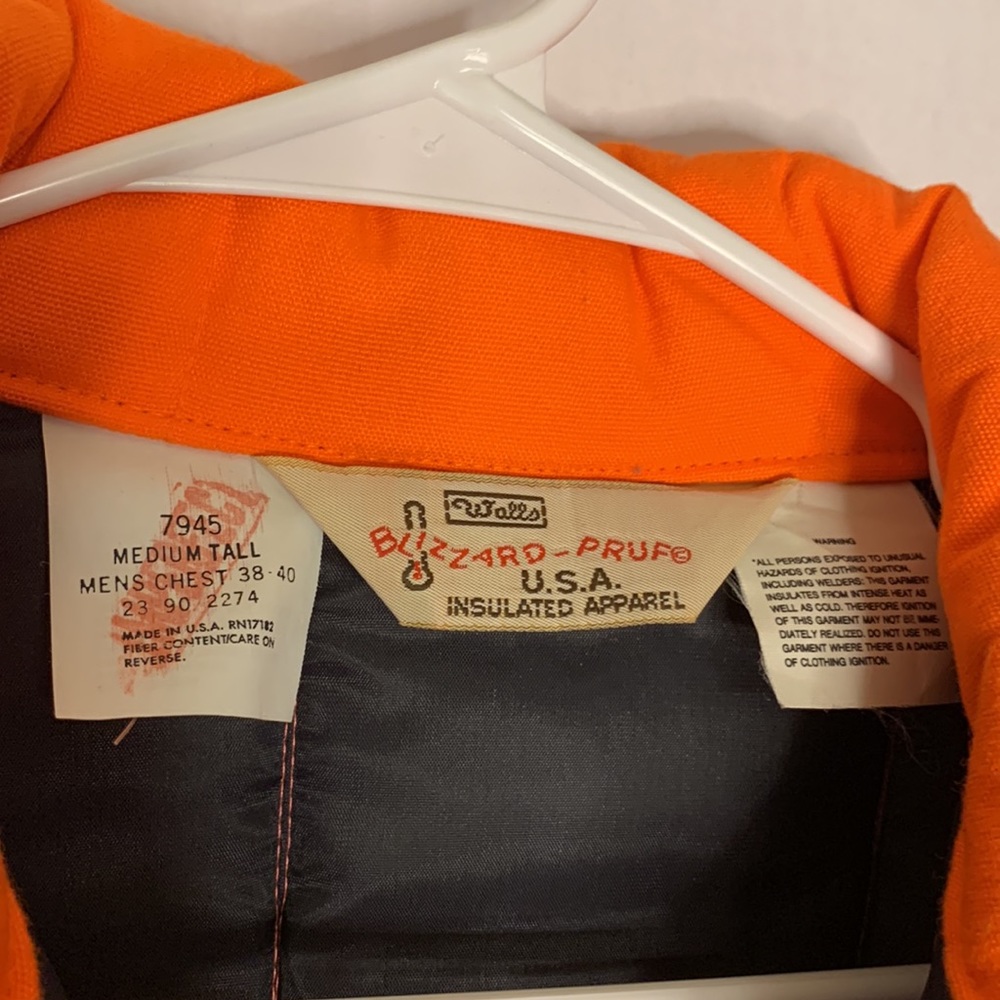 Walls Orange Hunting Safety Jacket USA Blizzard Pruf Winter Warm Insulat… - Picture 4 of 10